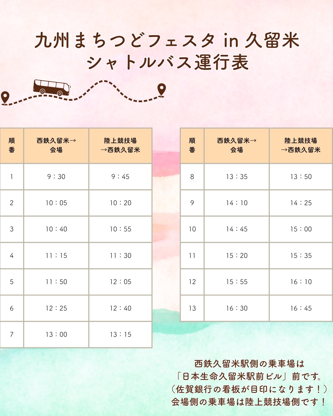 シャトルバス運行表